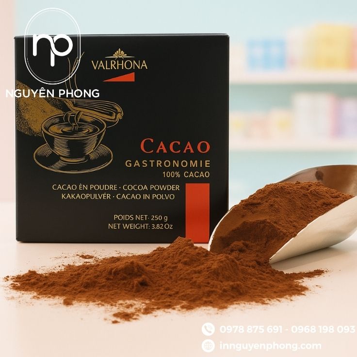Mẫu hộp giấy đựng bột cacao nguyên chất 100% 